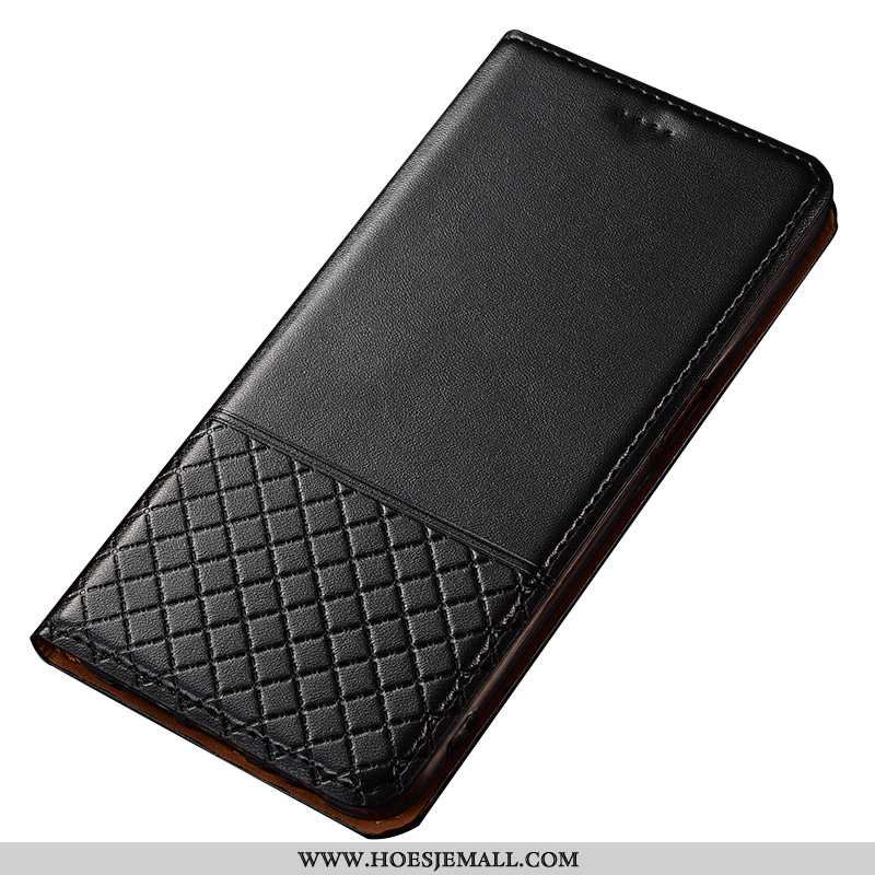 Hoesje Sony Xperia Xa1 Plus Echt Leer Bescherming Clamshell Koe Zwart Mobiele Telefoon Leren Zwarte