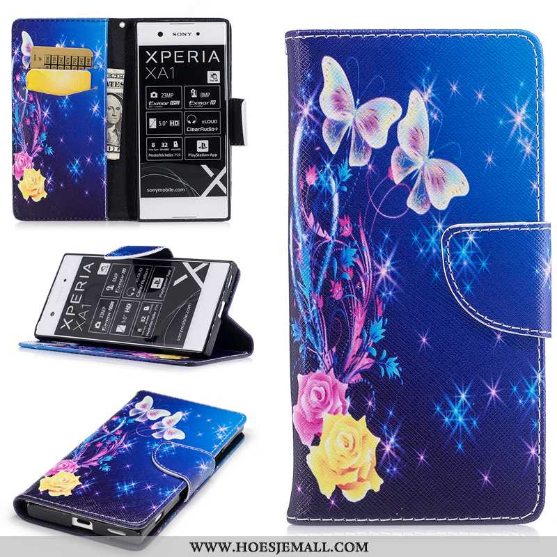 Hoesje Sony Xperia Xa1 Portemonnee Bescherming Leren Hoes Mobiele Telefoon Folio Witte