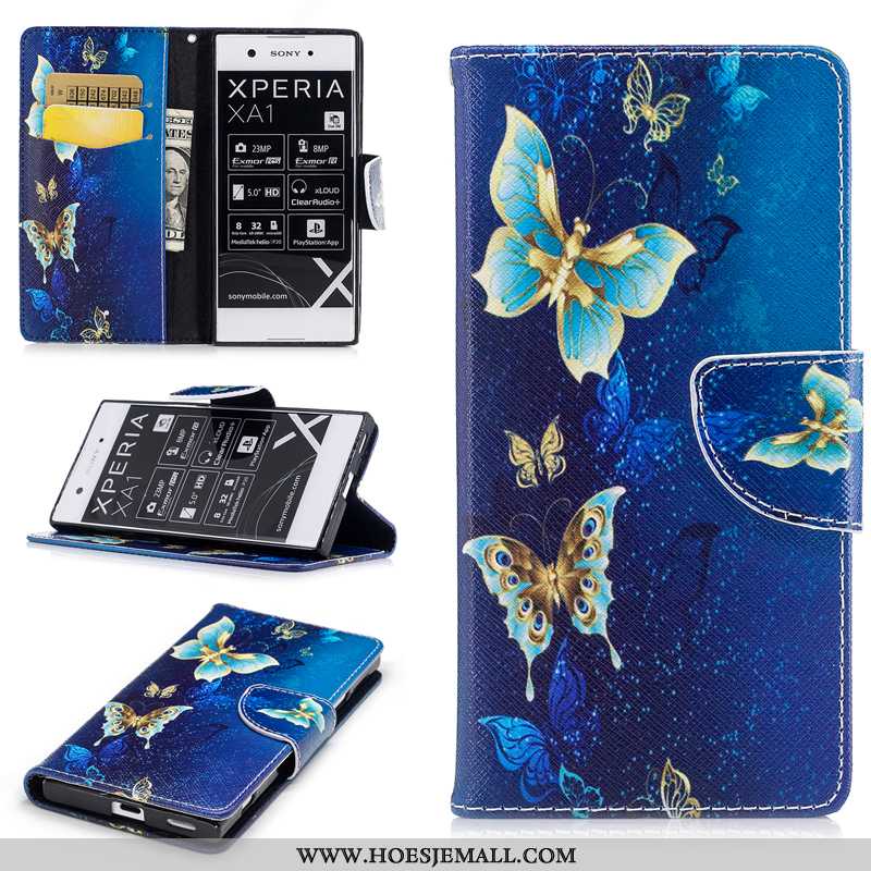 Hoesje Sony Xperia Xa1 Portemonnee Bescherming Leren Hoes Mobiele Telefoon Folio Witte