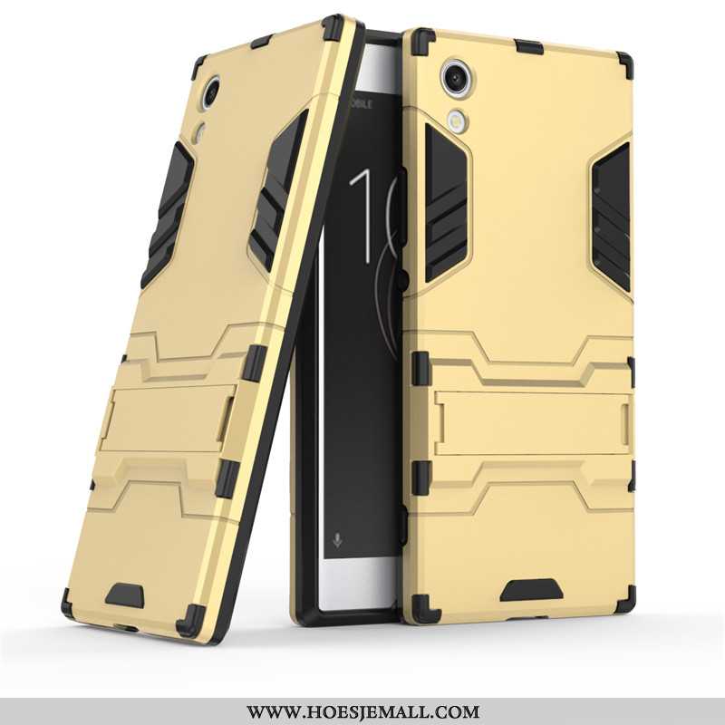 Hoesje Sony Xperia Xa1 Bescherming Hoes Mobiele Telefoon Anti-fall Ondersteuning Goud Gouden