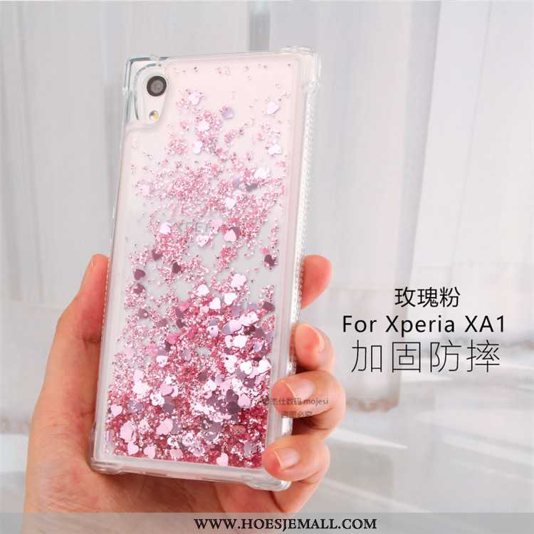 Hoesje Sony Xperia Xa1 Scheppend Doorzichtig Roze Hoes Hanger Drijfzand