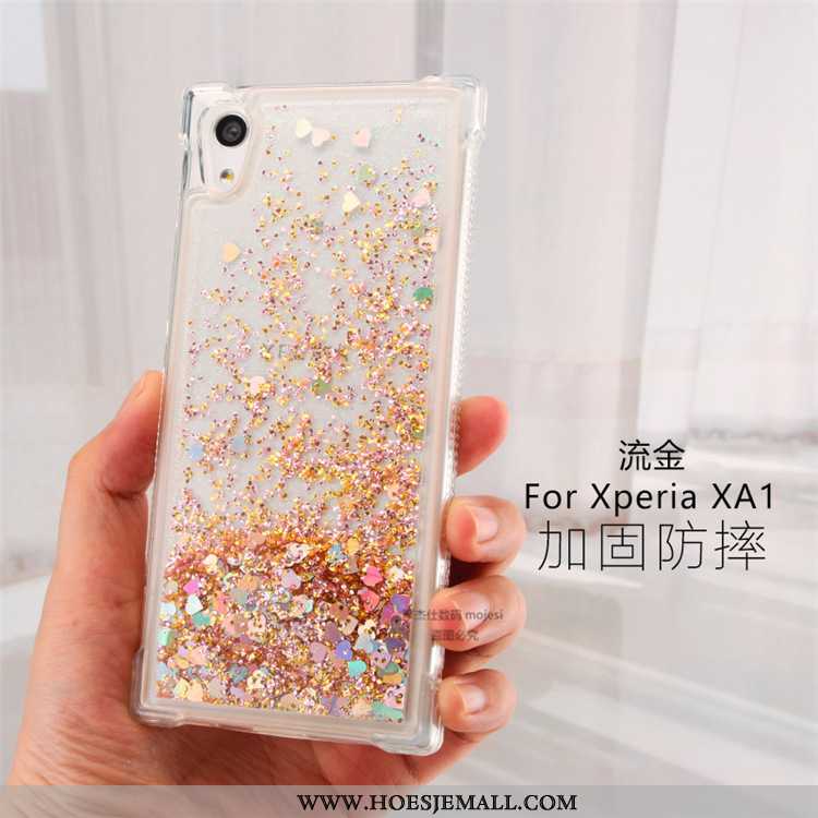 Hoesje Sony Xperia Xa1 Scheppend Doorzichtig Roze Hoes Hanger Drijfzand