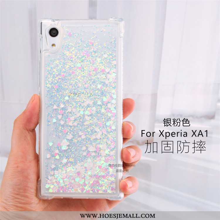 Hoesje Sony Xperia Xa1 Scheppend Doorzichtig Roze Hoes Hanger Drijfzand