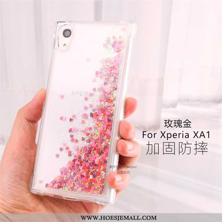 Hoesje Sony Xperia Xa1 Scheppend Doorzichtig Roze Hoes Hanger Drijfzand