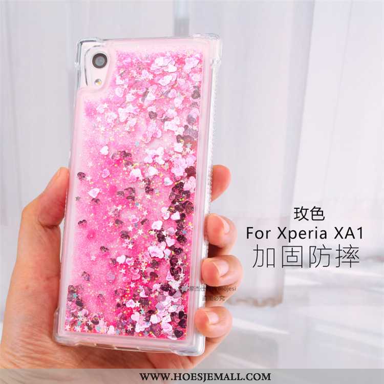 Hoesje Sony Xperia Xa1 Scheppend Doorzichtig Roze Hoes Hanger Drijfzand