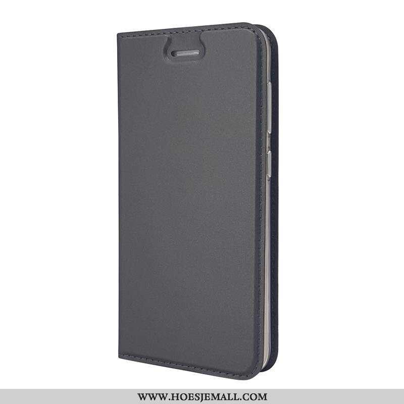 Hoesje Sony Xperia Xa1 Leren Folio Mobiele Telefoon Zwart Zwarte