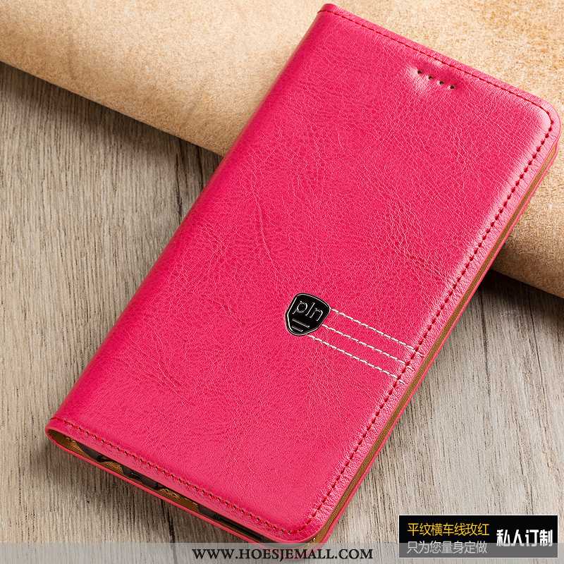 Hoesje Sony Xperia Xa1 Ultra Bescherming Echt Leer Rood Mobiele Telefoon High End Hoes Roos