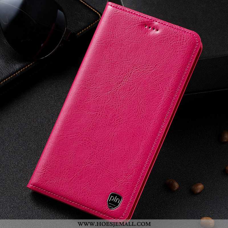 Hoesje Sony Xperia Xa1 Ultra Bescherming Echt Leer Rood Mobiele Telefoon High End Hoes Roos