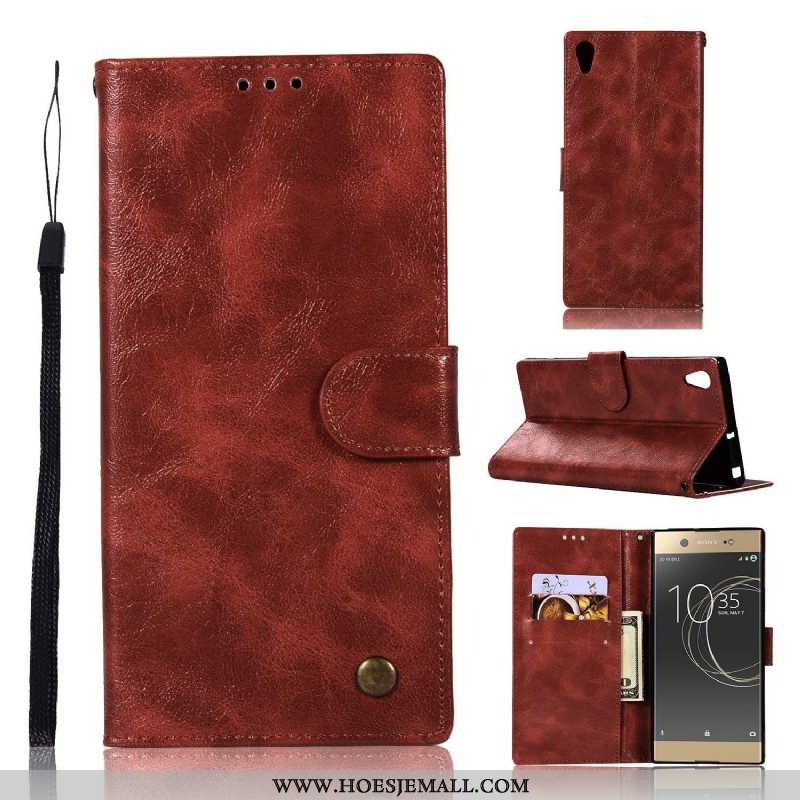 Hoesje Sony Xperia Xa1 Ultra Bescherming Leren Anti-fall Rood All Inclusive Clamshell