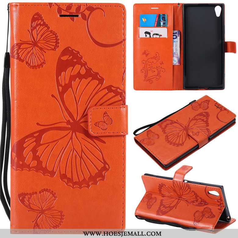 Hoes Sony Xperia Xa1 Ultra Bescherming Leren Hoesje Oranje Mobiele Telefoon Anti-fall Clamshell