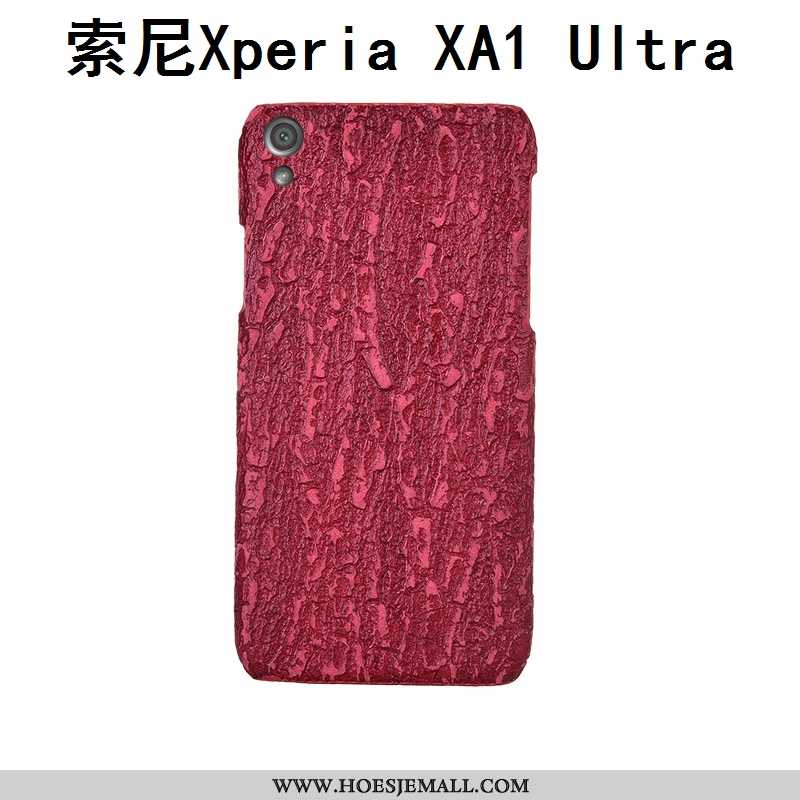 Hoes Sony Xperia Xa1 Ultra Leer Bescherming Pas Achterklep Anti-fall Mobiele Telefoon Hoesje Rood