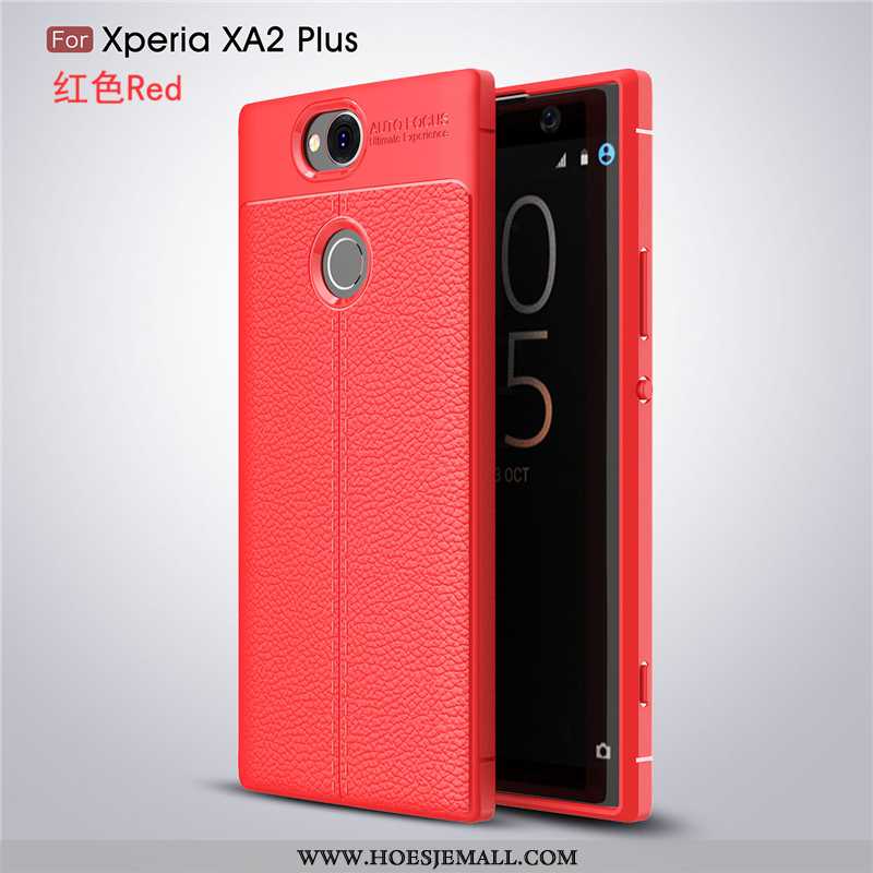Hoes Sony Xperia Xa2 Plus Leer Patroon All Inclusive Anti-fall Trend Mode Zacht Rood