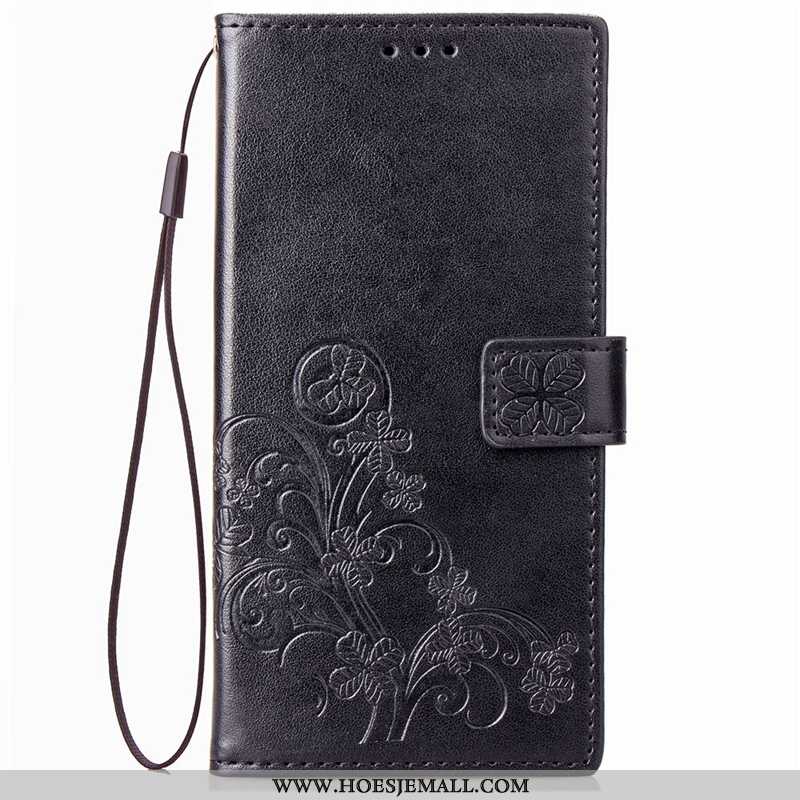 Hoes Sony Xperia Xa2 Plus Bescherming Leren Hoesje Folio Zwart Trend Mobiele Telefoon Zwarte