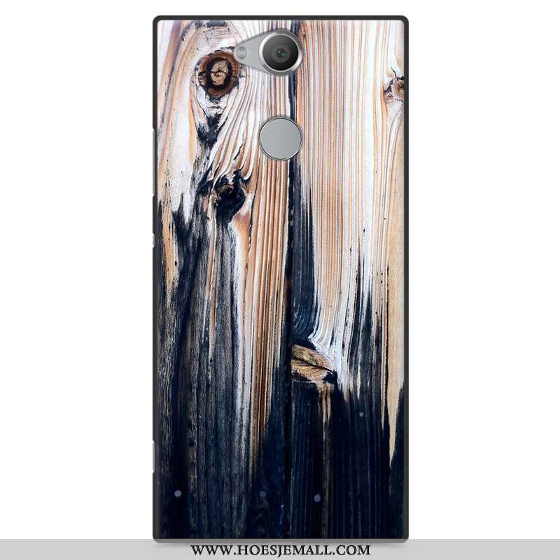 Hoes Sony Xperia Xa2 Plus Patroon Hout Hoesje Wind Anti-fall Grijs