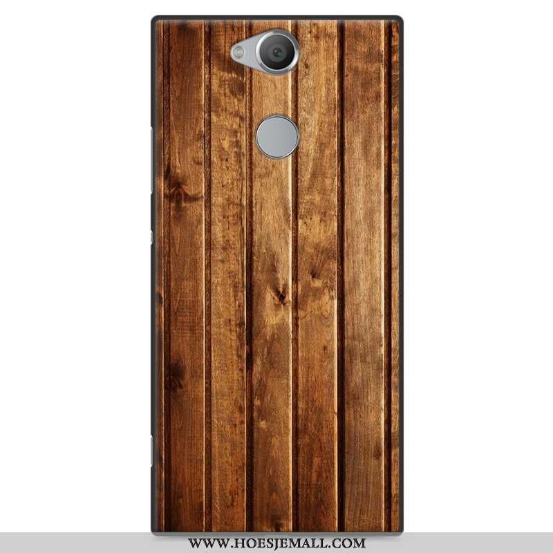 Hoes Sony Xperia Xa2 Plus Patroon Hout Hoesje Wind Anti-fall Grijs