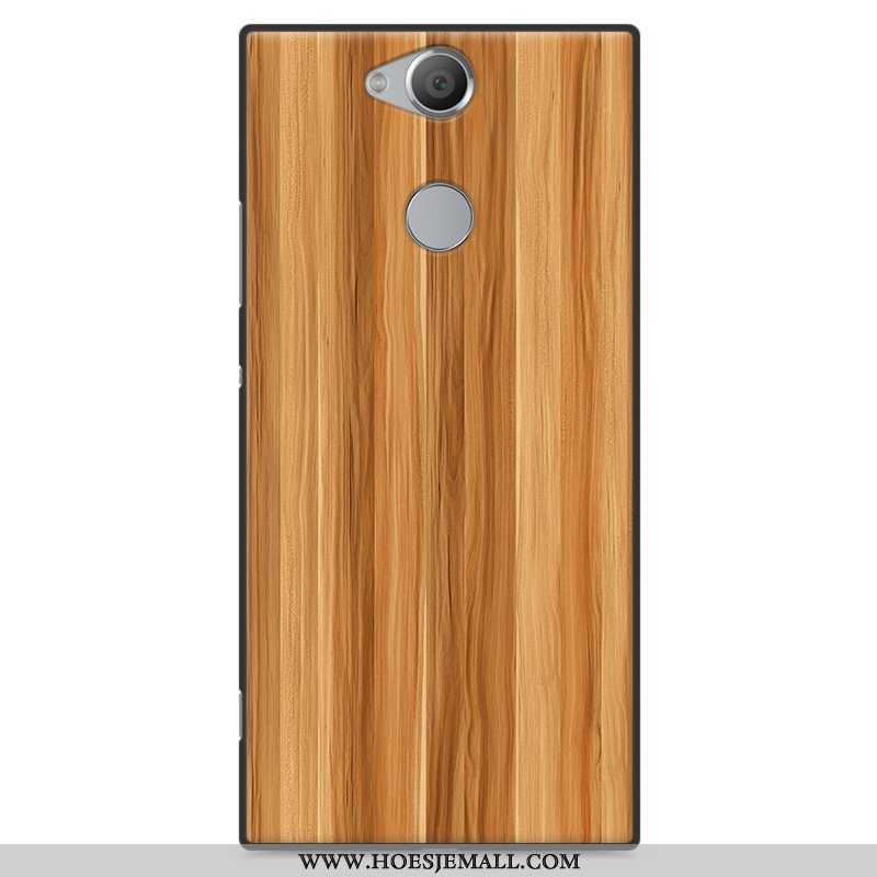 Hoes Sony Xperia Xa2 Plus Patroon Hout Hoesje Wind Anti-fall Grijs