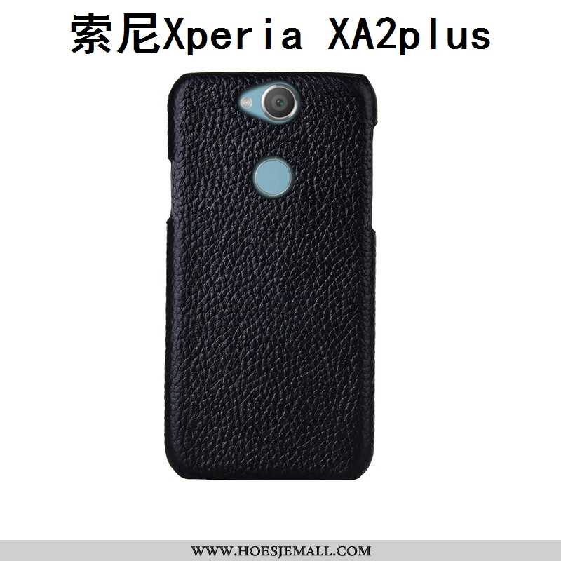 Hoes Sony Xperia Xa2 Plus Luxe Echt Leer Achterklep Mobiele Telefoon Zwart Anti-fall Zwarte