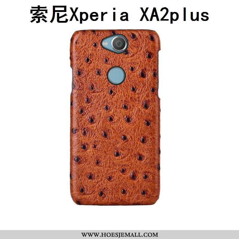 Hoes Sony Xperia Xa2 Plus Echt Leer Leer Anti-fall Mobiele Telefoon Koe Luxe Pas Bruin