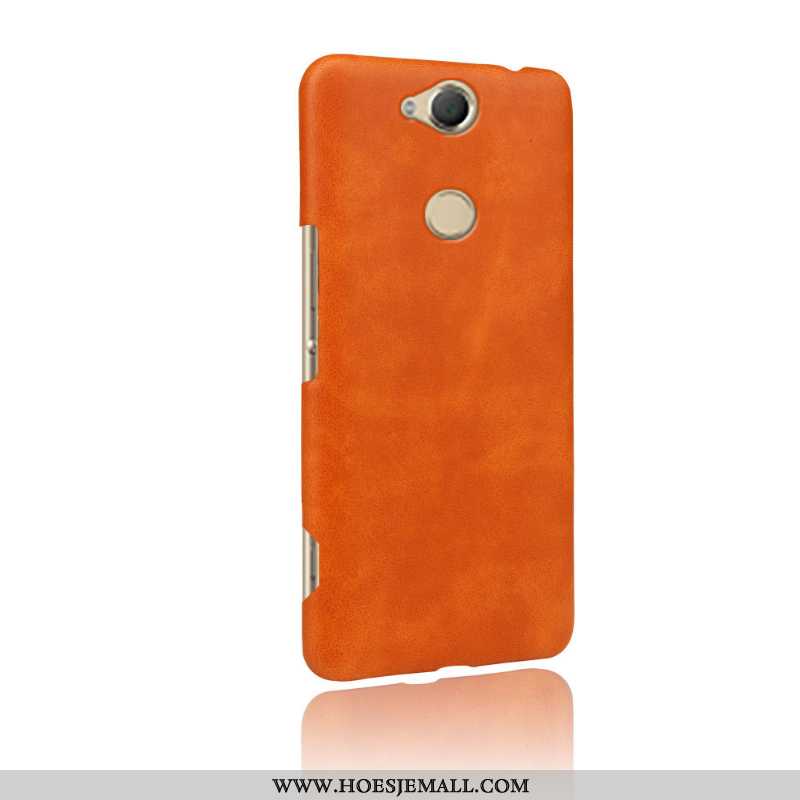Hoesje Sony Xperia Xa2 Plus Bescherming Leer Hoes Mobiele Telefoon Kwaliteit Oranje