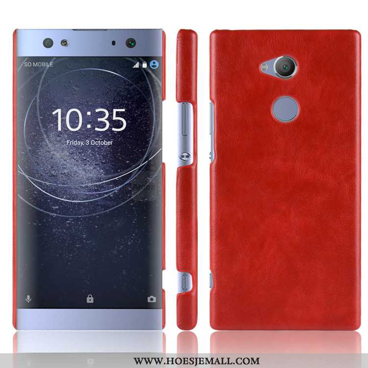 Hoes Sony Xperia Xa2 Leer Patroon Mobiele Telefoon Soort Aziatische Vrucht Bescherming Hoesje Rood