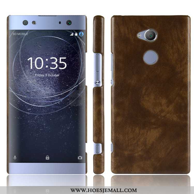 Hoes Sony Xperia Xa2 Leer Patroon Mobiele Telefoon Soort Aziatische Vrucht Bescherming Hoesje Rood