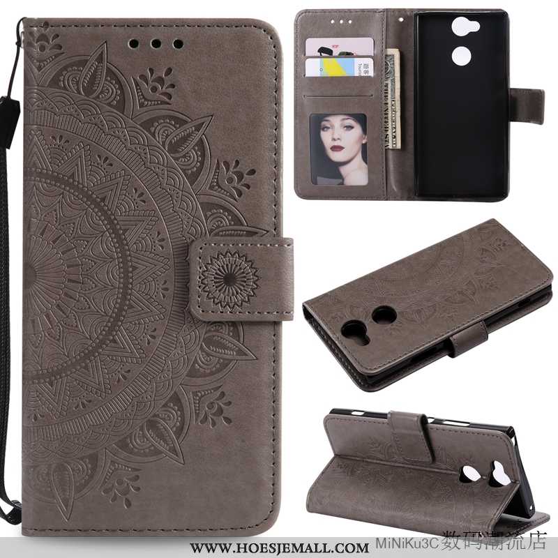 Hoes Sony Xperia Xa2 Leren Hoesje Bescherming Purper Folio Anti-fall