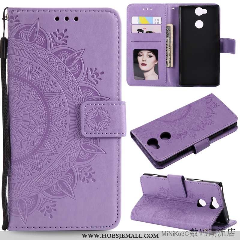 Hoes Sony Xperia Xa2 Leren Hoesje Bescherming Purper Folio Anti-fall