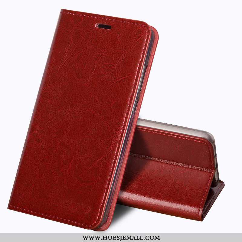 Hoesje Sony Xperia Xa2 Echt Leer Vintage Rood Bescherming Mobiele Telefoon Bedrijf
