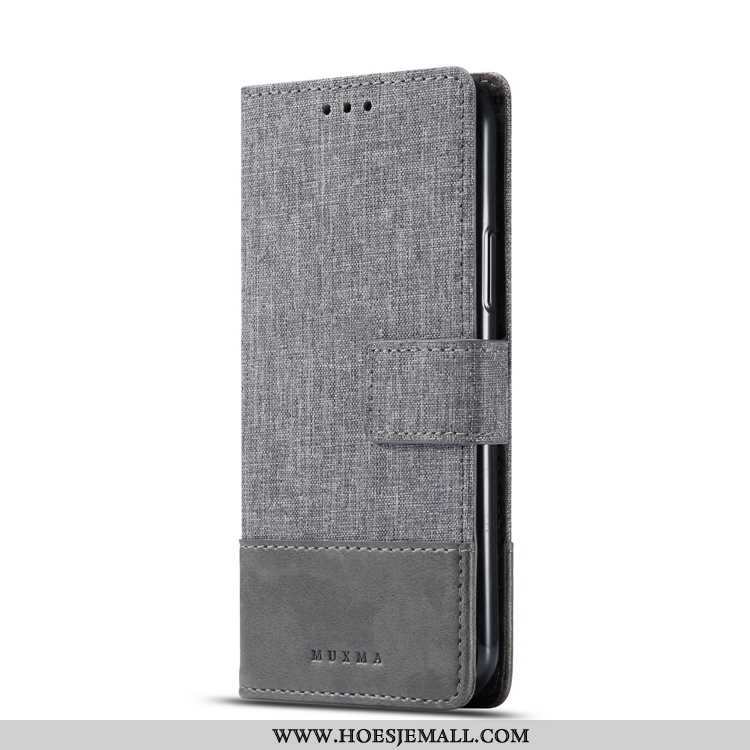 Hoesje Sony Xperia Xa2 Zacht Bescherming Leren Denim Grijs Kaart Mobiele Telefoon