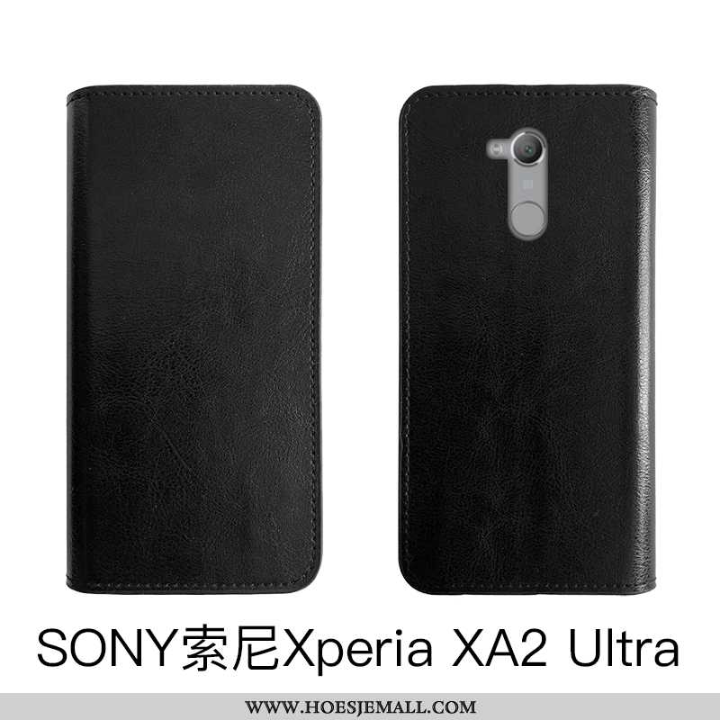 Hoesje Sony Xperia Xa2 Ultra Bescherming Echt Leer Zacht Folio Vintage Bedrijf Bruin