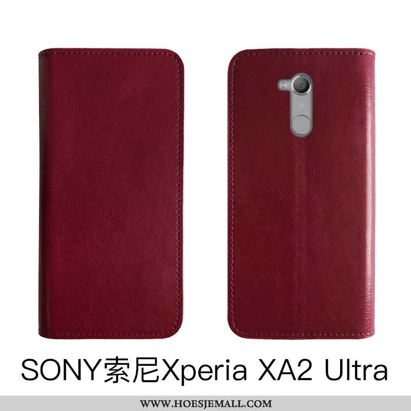 Hoesje Sony Xperia Xa2 Ultra Bescherming Echt Leer Zacht Folio Vintage Bedrijf Bruin