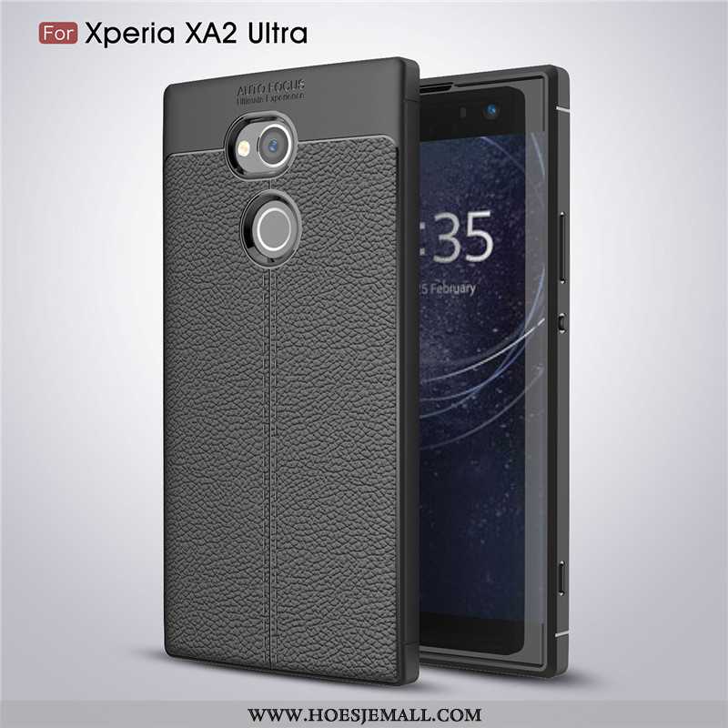 Hoes Sony Xperia Xa2 Ultra Dun Zacht Leer Hoesje Patroon Mobiele Telefoon Bescherming Rood