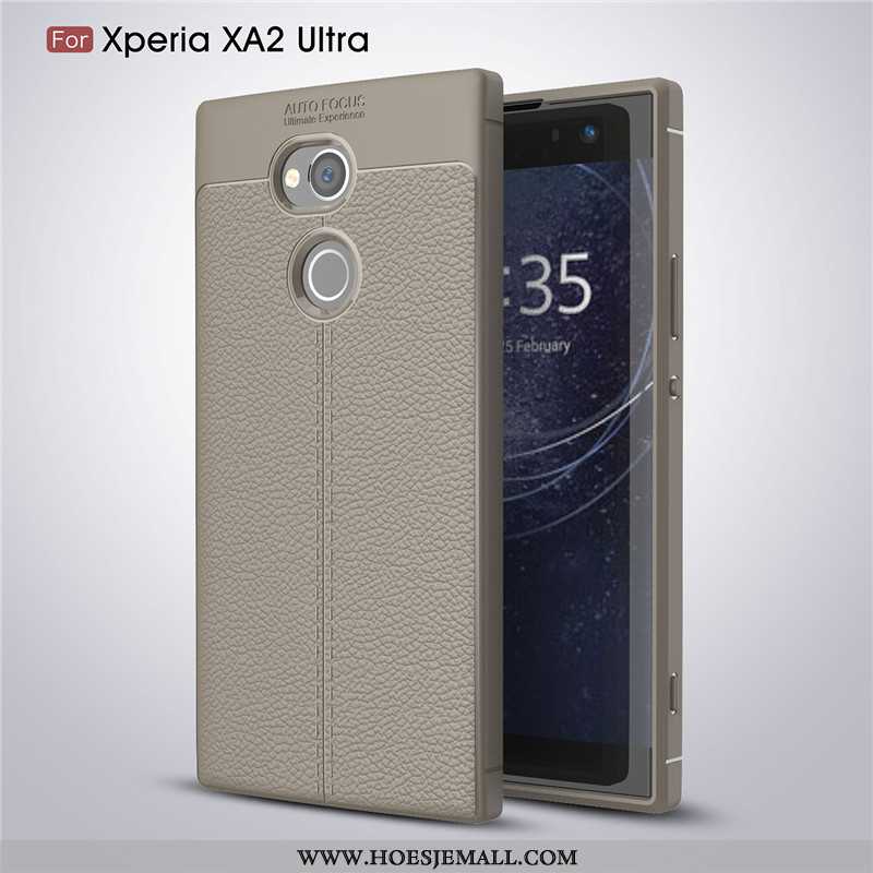 Hoes Sony Xperia Xa2 Ultra Dun Zacht Leer Hoesje Patroon Mobiele Telefoon Bescherming Rood