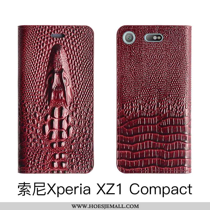 Hoes Sony Xperia Xz1 Compact Echt Leer Bescherming Mobiele Telefoon Hoesje Chinese Stijl Folio Roze