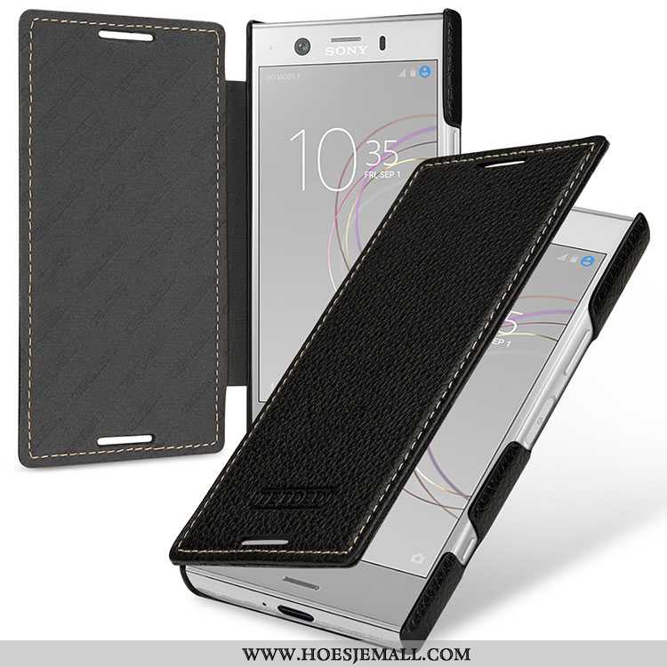 Hoesje Sony Xperia Xz1 Compact Echt Leer Bescherming Mobiele Telefoon Rood Anti-fall Folio