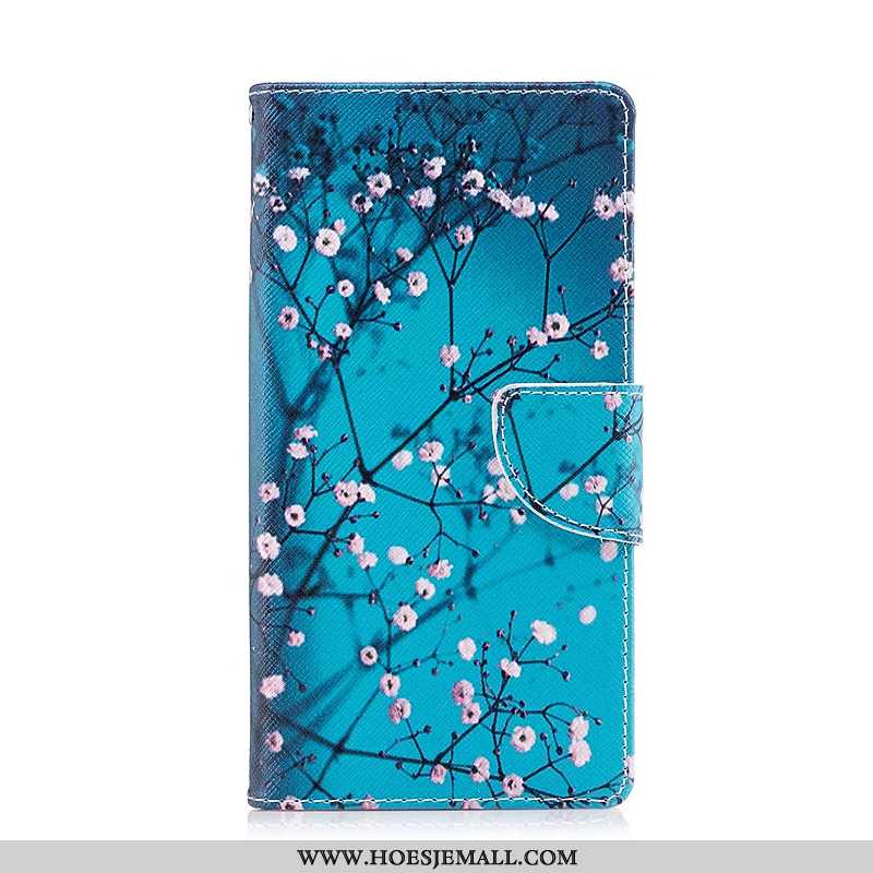 Hoesje Sony Xperia Xz1 Compact Leren Bescherming Blauw Mobiele Telefoon Folio Hoes Blauwe