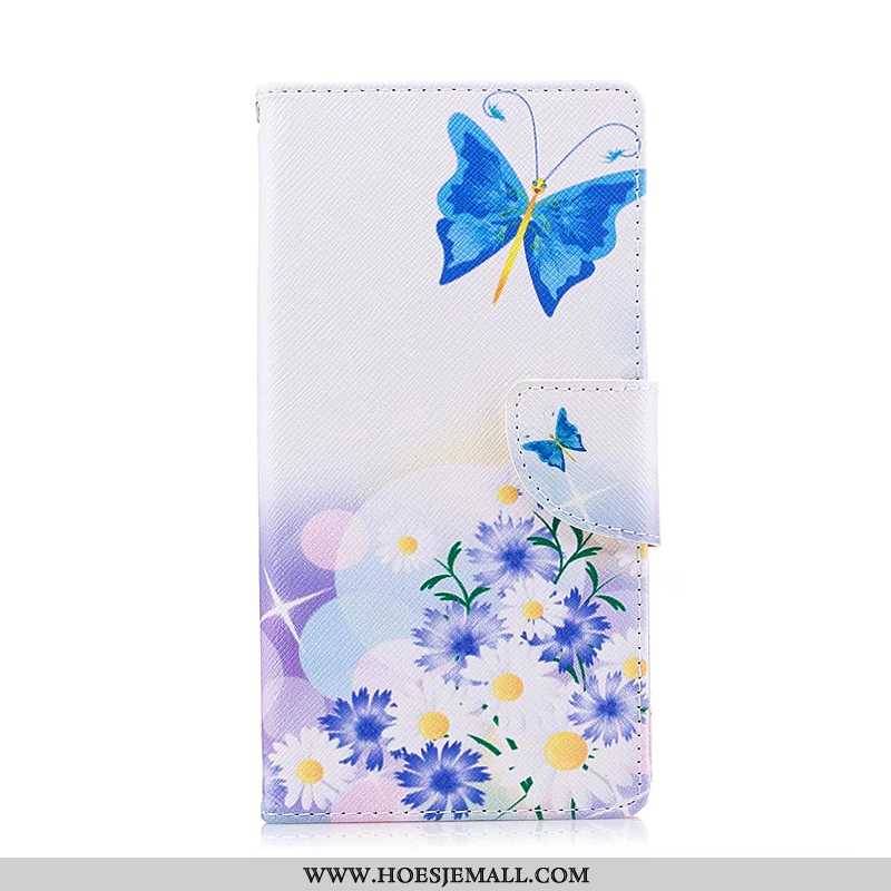 Hoesje Sony Xperia Xz1 Compact Leren Bescherming Blauw Mobiele Telefoon Folio Hoes Blauwe