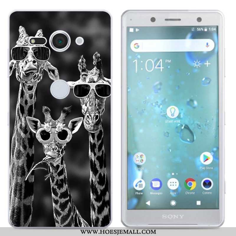 Hoesje Sony Xperia Xz2 Compact Siliconen Scheppend Zwart Hoes Mobiele Telefoon Zwarte