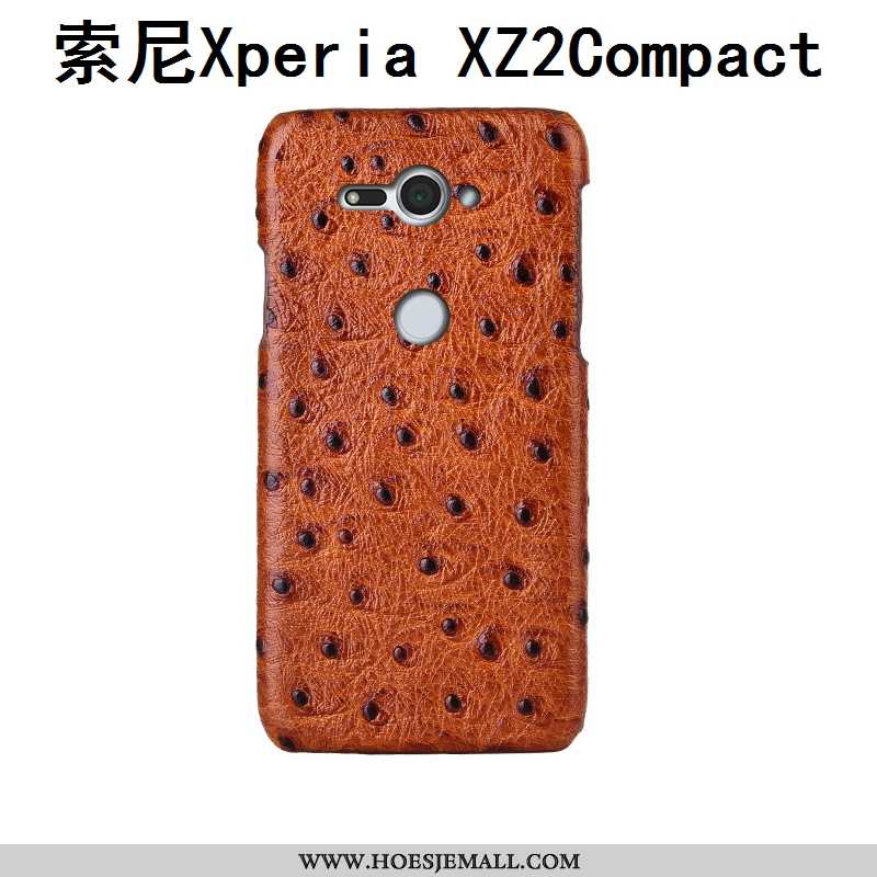 Hoesje Sony Xperia Xz2 Compact Bescherming Luxe Koe Mobiele Telefoon Echt Leer Vogel Achterklep Brui