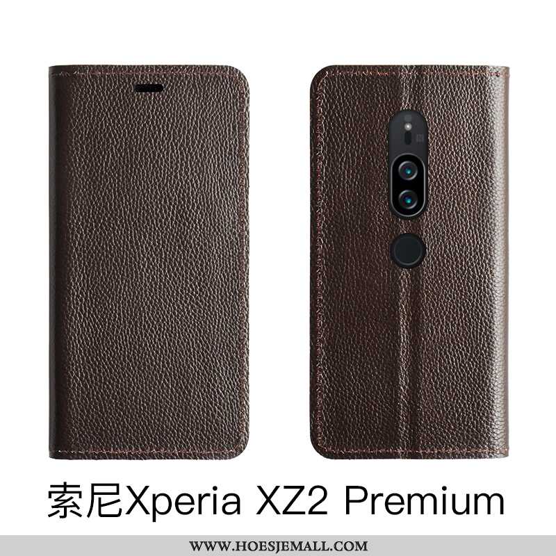 Hoesje Sony Xperia Xz2 Premium Echt Leer Mobiele Telefoon Rood Folio