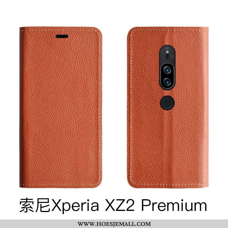 Hoesje Sony Xperia Xz2 Premium Echt Leer Mobiele Telefoon Rood Folio