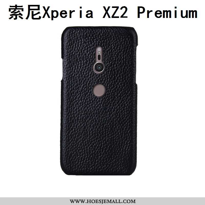 Hoesje Sony Xperia Xz2 Premium Echt Leer Leer Bescherming Zwart Koe Hoes Luxe Zwarte