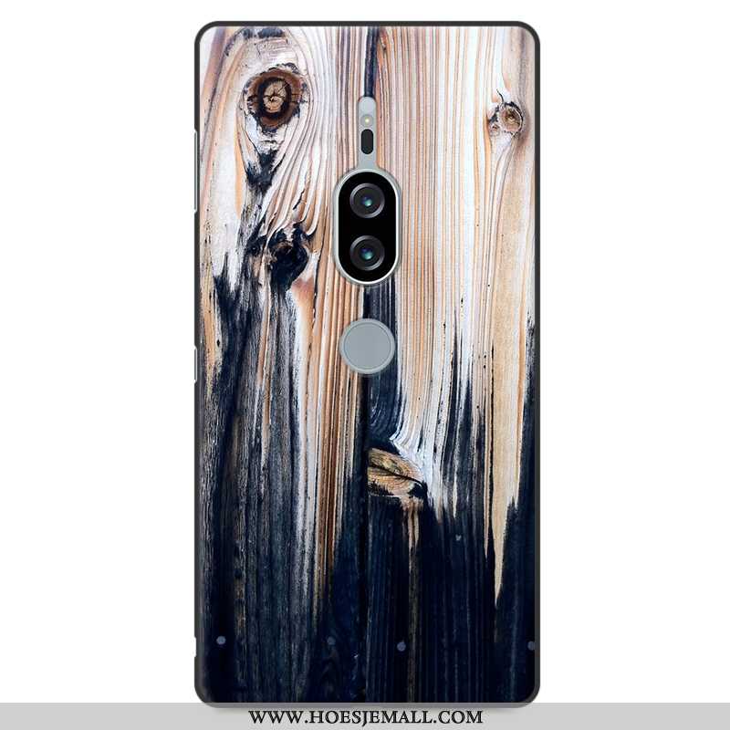 Hoesje Sony Xperia Xz2 Premium Patroon Hout Persoonlijk Bescherming Mobiele Telefoon Hoes Grijs