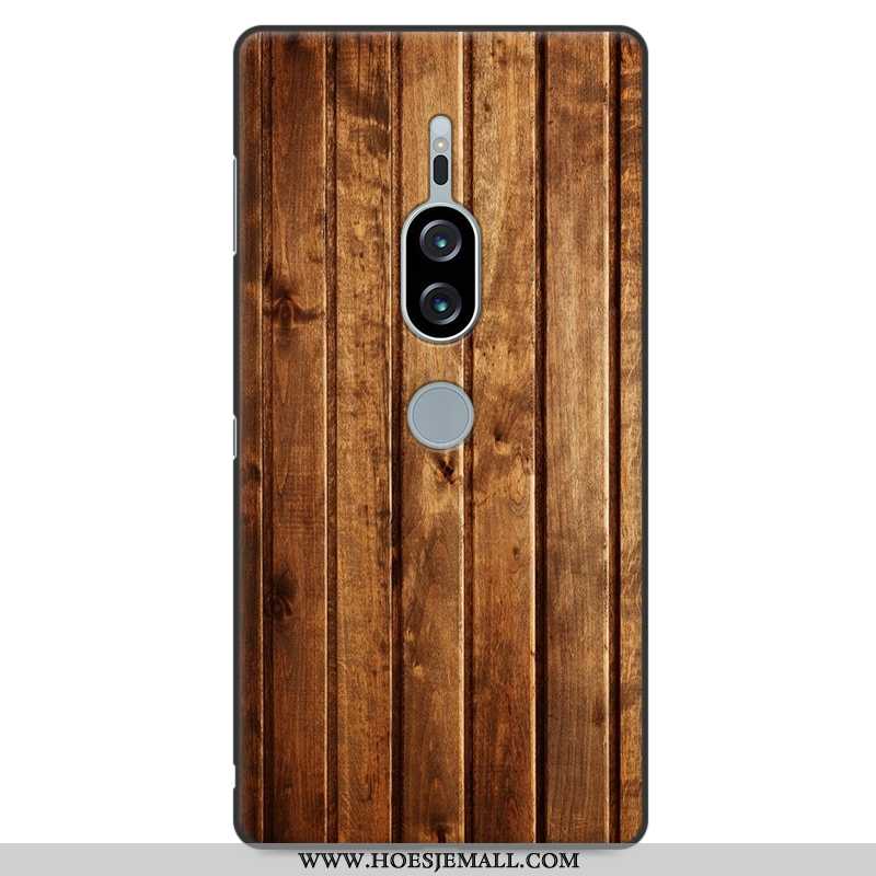 Hoesje Sony Xperia Xz2 Premium Patroon Hout Persoonlijk Bescherming Mobiele Telefoon Hoes Grijs