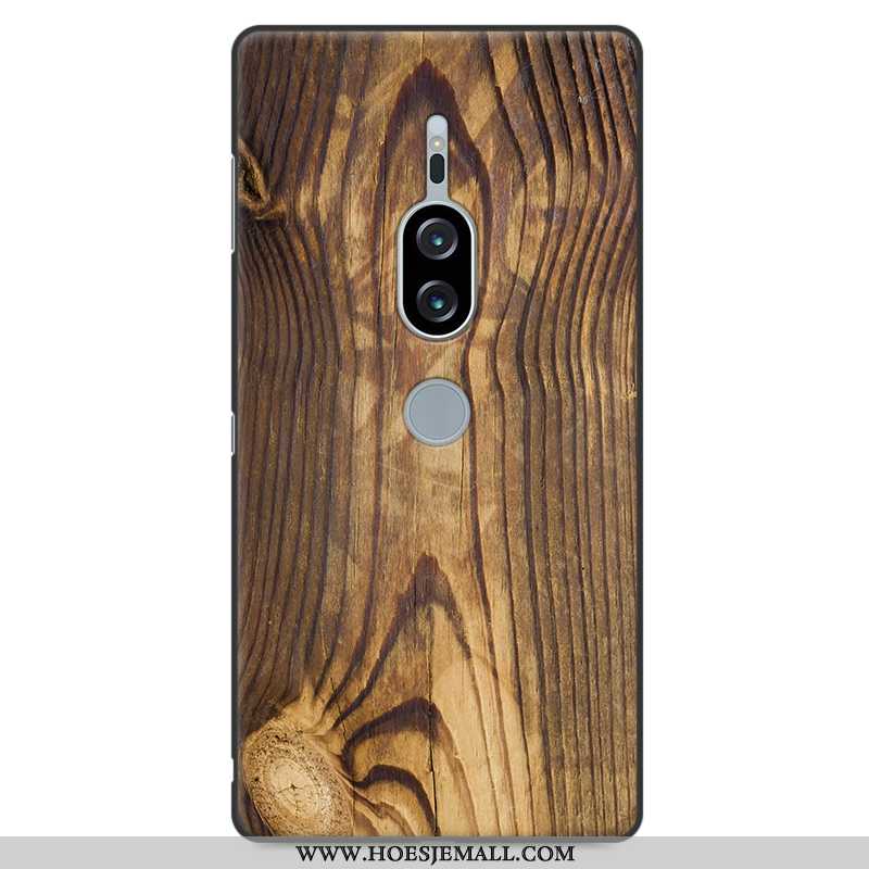 Hoesje Sony Xperia Xz2 Premium Patroon Hout Persoonlijk Bescherming Mobiele Telefoon Hoes Grijs