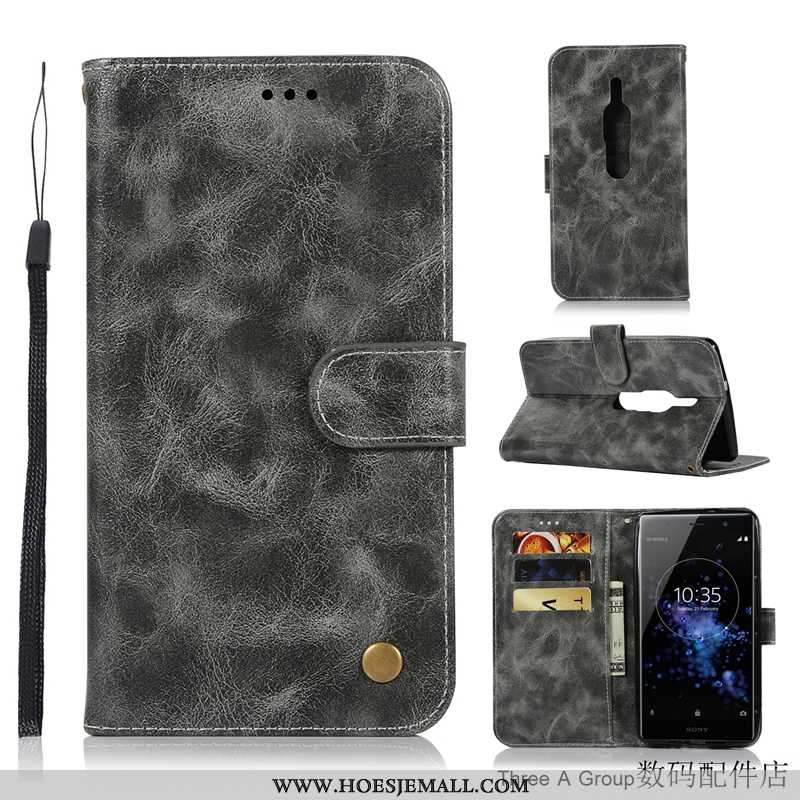 Hoesje Sony Xperia Xz2 Premium Bescherming Mobiele Telefoon Anti-fall Grijs Hoes Folio