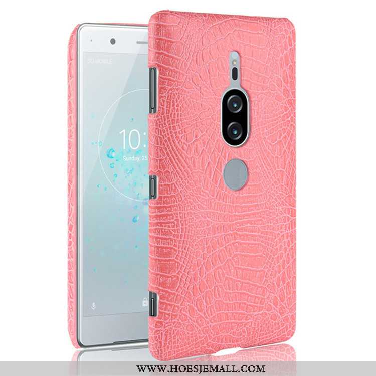 Hoes Sony Xperia Xz2 Premium Patroon Zwart Hoesje Hard Krokodil Mobiele Telefoon Zwarte