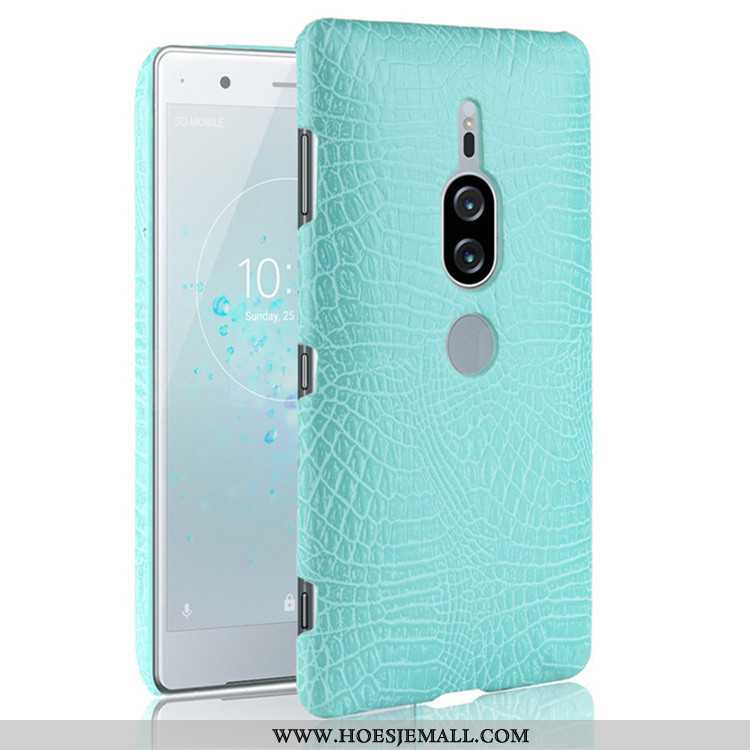 Hoes Sony Xperia Xz2 Premium Patroon Zwart Hoesje Hard Krokodil Mobiele Telefoon Zwarte