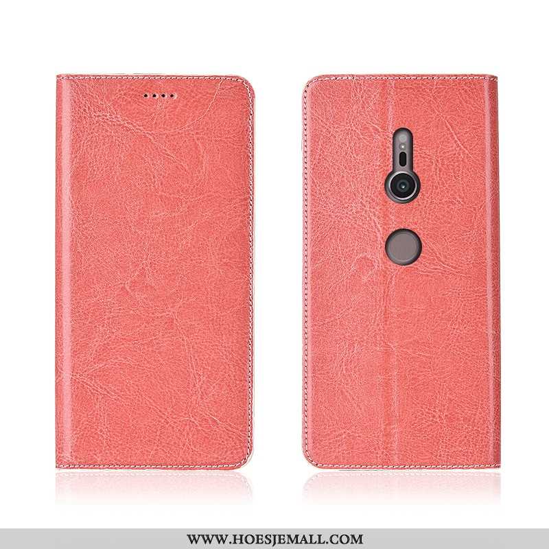 Hoes Sony Xperia Xz2 Echt Leer Patroon Mobiele Telefoon Bescherming Khaki Anti-fall Leren Hoesje