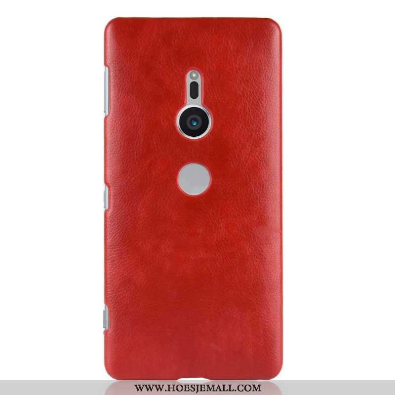 Hoes Sony Xperia Xz2 Patroon Bescherming Anti-fall Bedrijf Mobiele Telefoon Leer Rood